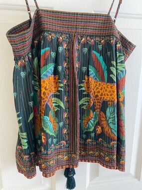 HTF FARM Rio Multi Colored Tropical Leopard Print Camisole